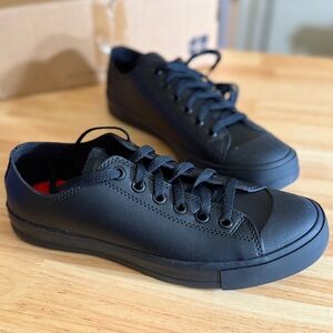 Non slip leather work shoes by Shoes For Crews; it runs big and fits like 9.5!!!